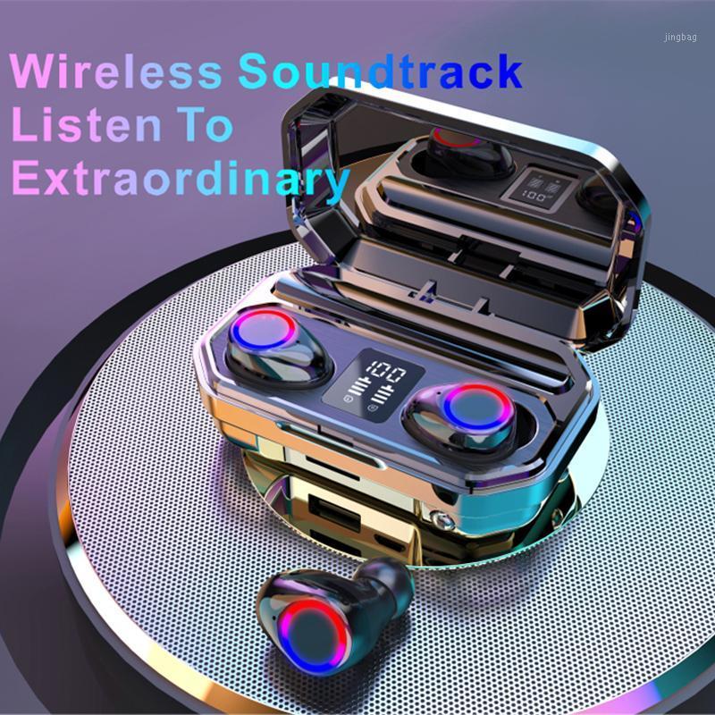 

4000mAh Wireless Headphones Bluetooth 5.0 Earphones Earbuds TWS Sport 9D Stereo HIFI Headset Noise Cancel LED Display Waterproof1, Black