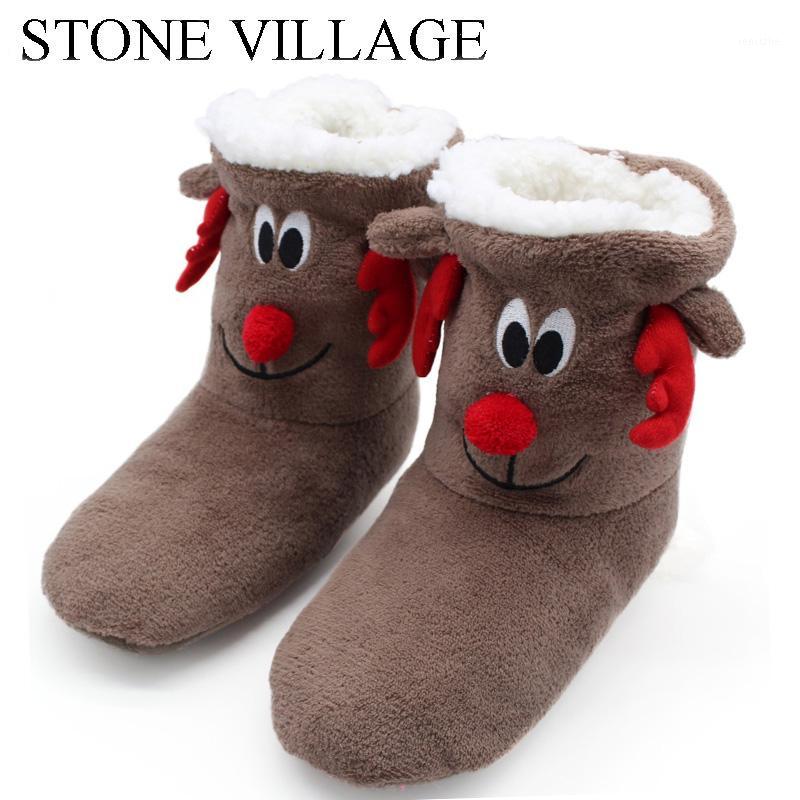 

STONE VILLAGE Drop Shipping Cheap Soft Bottom Animal Print Home Christmas Gift Plush Women Slipper Shoes Indoor Home Slippers1, Brown