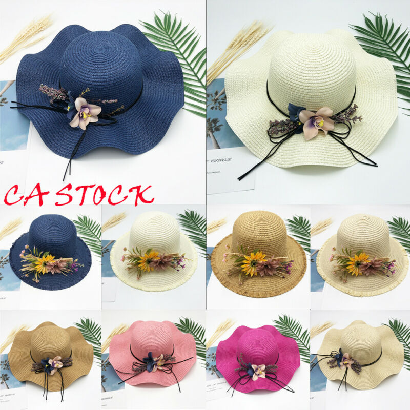 

New Floppy Foldable Ladies Women Straw Beach Sun Summer Hat Beige  Wide