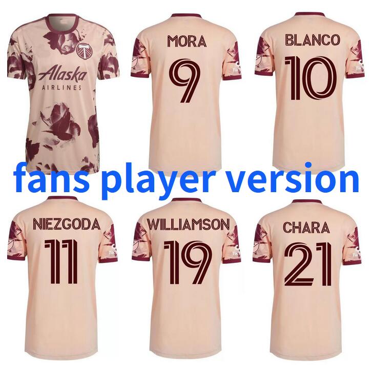 

22 23 Portland Timbers soccer jerseys 2022 MLS AWAY Vapour Pink Valeri #9 MORA #10 Blanco #19 WILLIAMSON #11 Niezgoda #21 CHARA #30 MORENO FOOTBALL SHIRTS fans player version