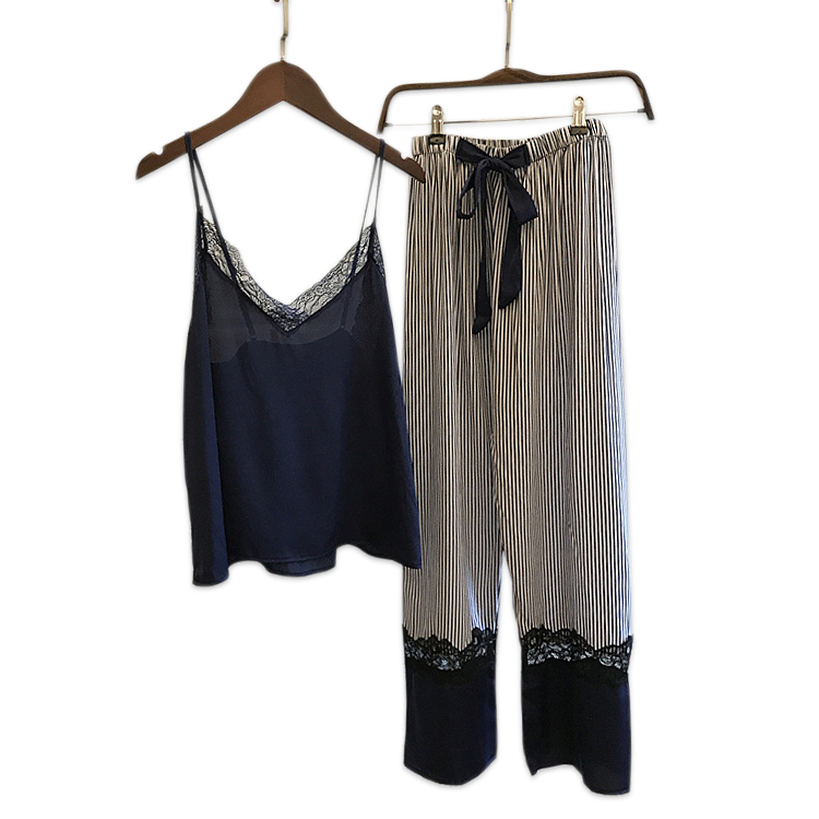 

Cormorant New Fashionable Satins Silk Define Sexy Female Spaghetti Belts Pyjama Pyjamas Vrch, Black