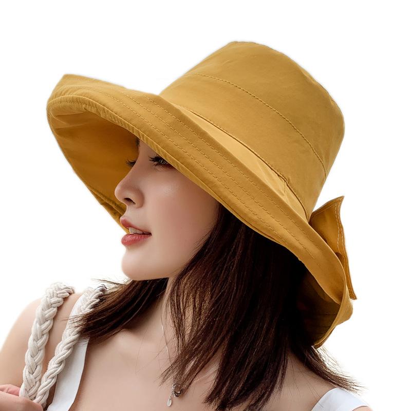 

Women's Bow Hats Summer And Spring Sun Hats Folding Fisherman's Outdoor, Black