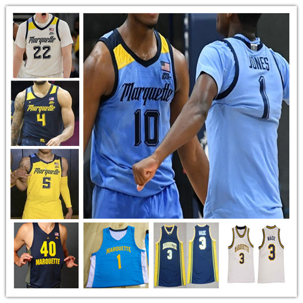 

Marquette Golden MU Basketball Jersey Justin Lewis Darryl Morsell Wade Kam Jones Greg Elliott Tyler Kolek Olivier-Maxence Prosper Oso Ighodaro Kur Kuath Butler, Men retro navy