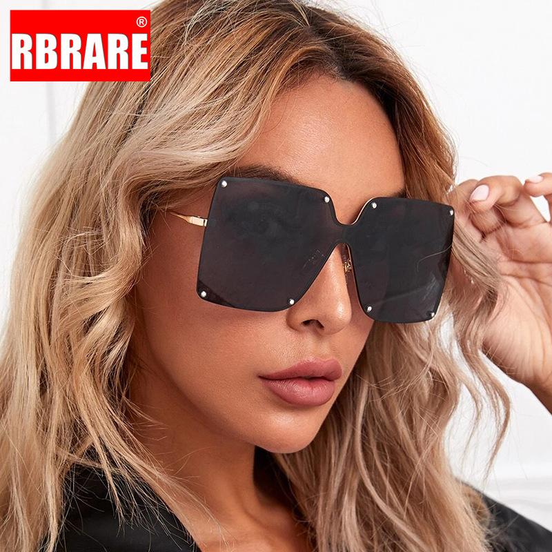 

RBRARE Oversized Sunglasses Women Rimless Vintage Sunglasses for Women High Quality Alloy Frame Gafas De Sol