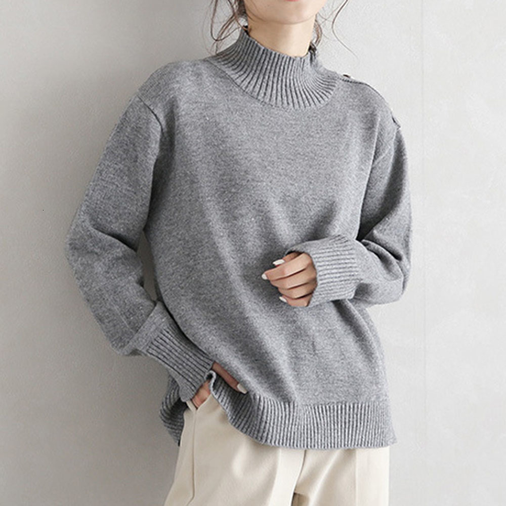 

2021 New Fashion O-neck Autumn Winter Women Long Sleeve Warm Knitted Sweater Pullover Female Jumper GPVZ, Gray