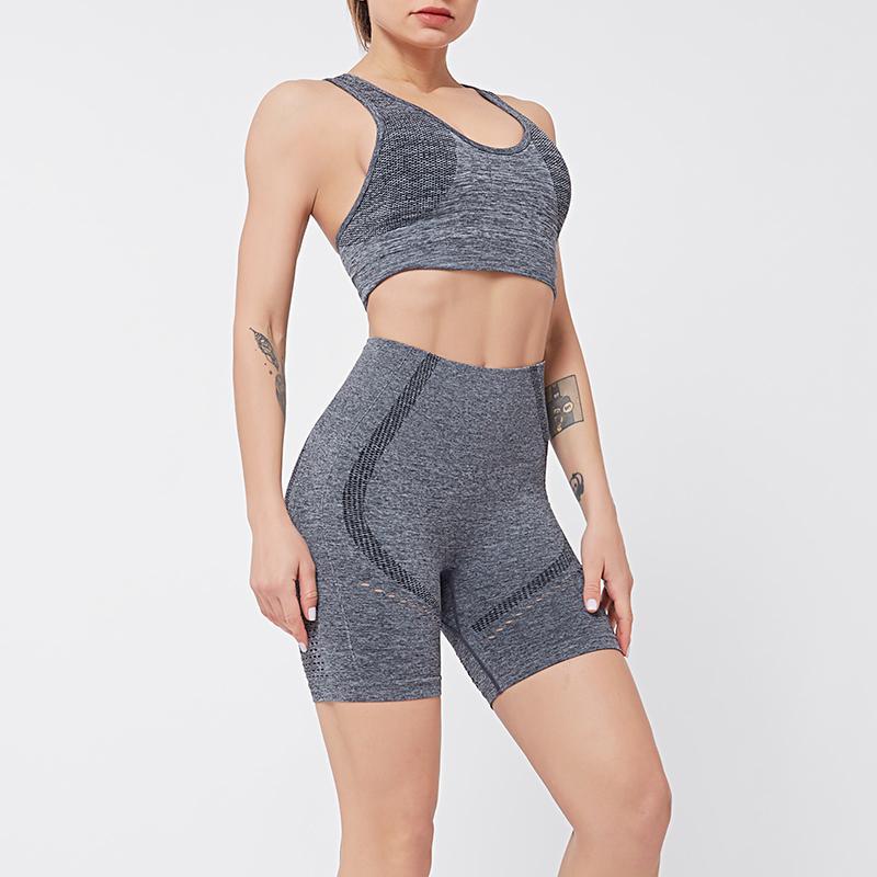 

6 colors 2 Piece Set Short Yoga Set Bra Top High Waist Shorts Women Gym Workout Sport Wear Fitness Crop Top Yoga Suit, For logo customize