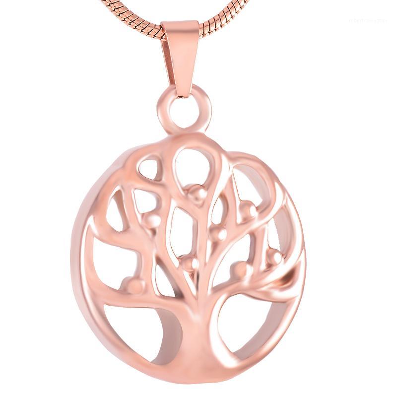 

Chains IJD9342 Tree Of Life Stainless Steel Cremation Souvenir Round Cutout Waterproof Memorial Pendant Necklace For Ashes Urn Jewelry1