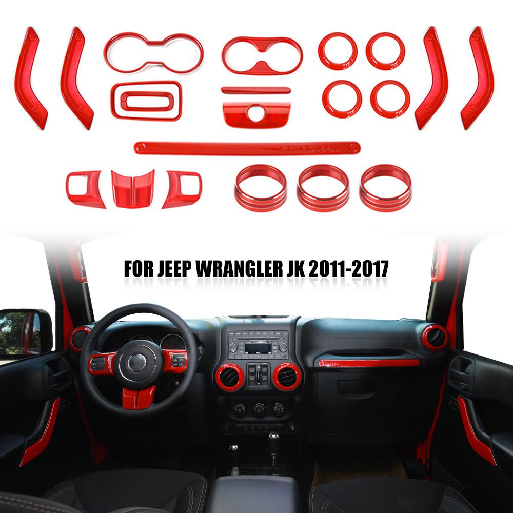 

21Pcs Full Set Interior Decoration Trim Kit For Jeep Wrangler JK 2011-2017