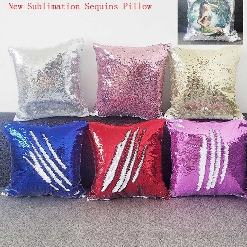 

New sublimation magic sequins blank pillow cases hot transfer printing DIY personalized customized gifts wholesales 6colours 40*40CM, As pic