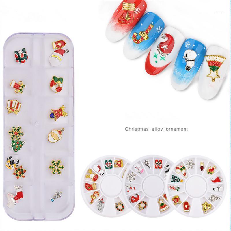 

12pcs/set Alloy Christmas Ornaments DIY Nail Accessories Christmas Decorations for Women New Year 2018 Navidad-S1