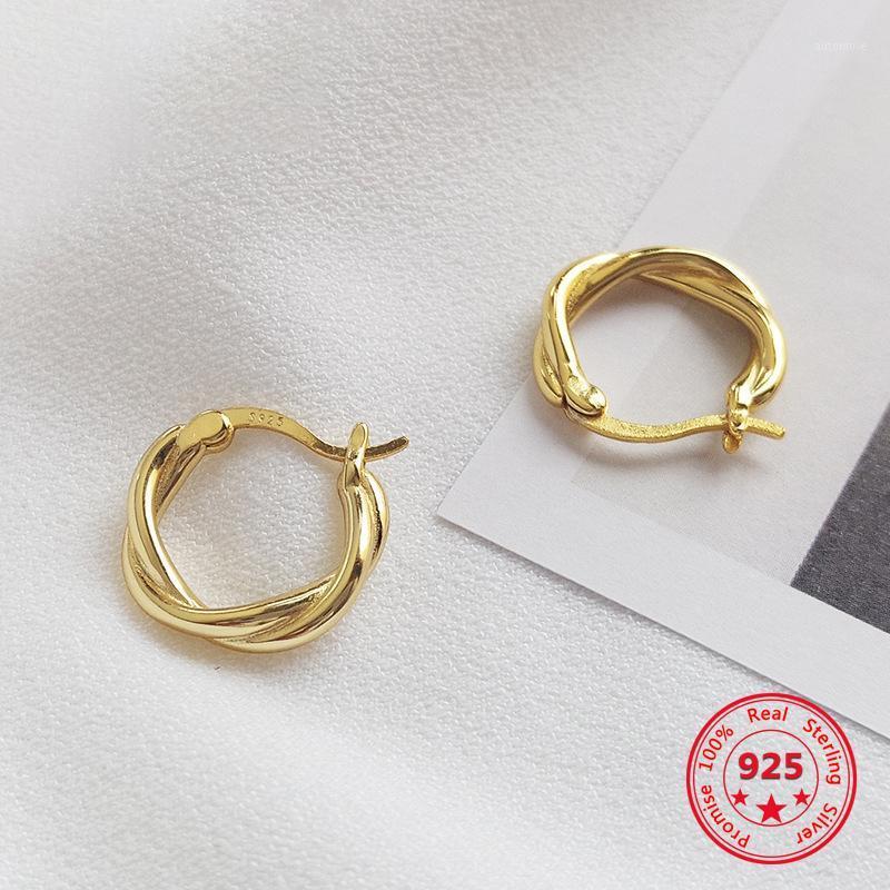 

Factory Price 100% 925 Silver Fashion Concise Delicate Gold Twist Hoop Earrings Fine Jewelry for Female1