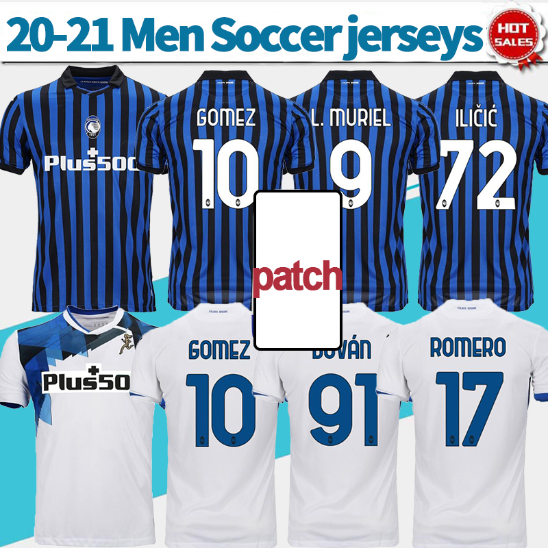 

2021 Atalanta B.C. soccer jersey #10 GOMEZ #72 ILICIC 20/21 Men soccer shirt home blue away white Customized Football Uniforms, No name no number