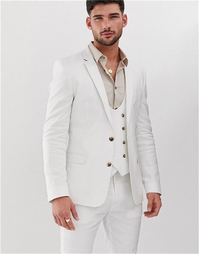 

Hot Selling Groomsmen White Groom Tuxedos Notch Lapel Men Suits Wedding/Prom/Dinner Best Man Blazer ( Jacket+Pants+Tie+Vest ) G195, Same as image