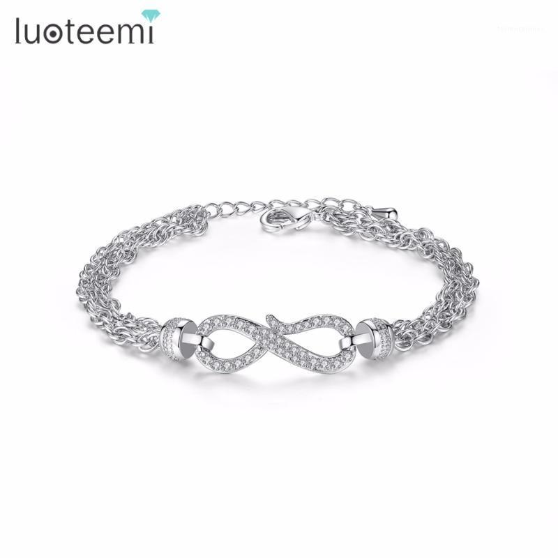 

Bangle LUOTEEMI Fashion Twist Geometric Bracelet Bangles For Women White Gold-color Crystal CZ Party Jewelry Braceleiras Pulse1
