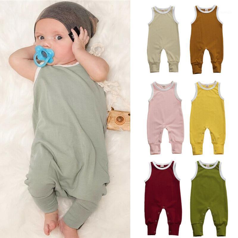 

Newborn Toddler Kids Baby Playsuit 2020 Infant Sleeveless O-neck Jumpsuits Baby Boys Pajamas One-Pieces1, Coffee
