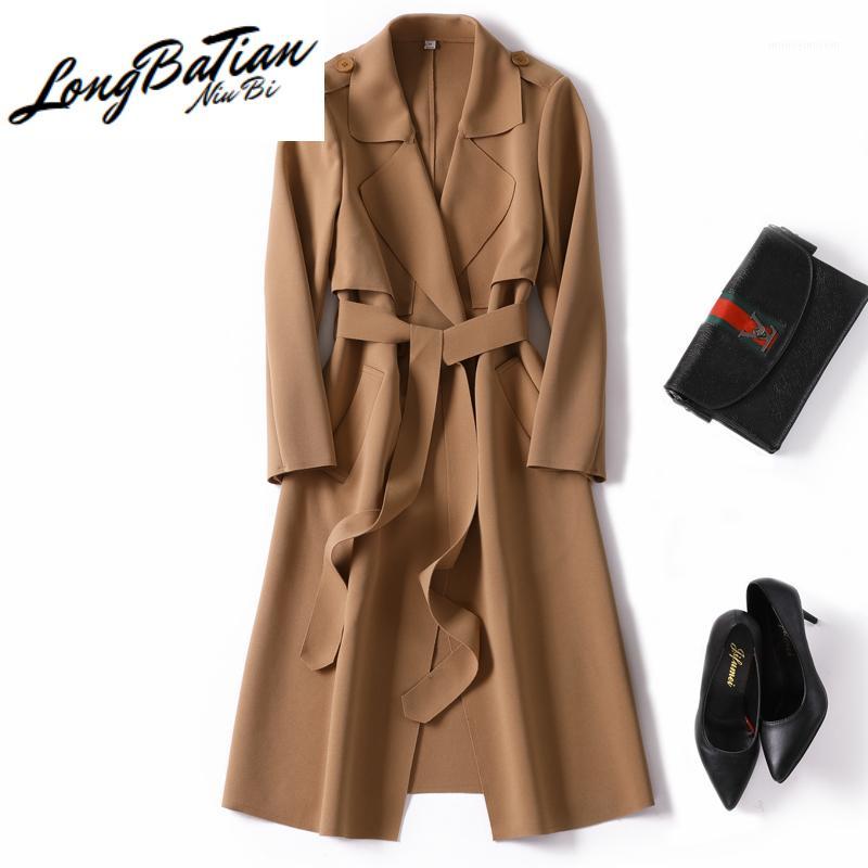 

Spring Autumn Fashion Office Trench Coat Women Belt Long sleeve Classic Elegant Business Khaki Windbreaker Female Overcoat1