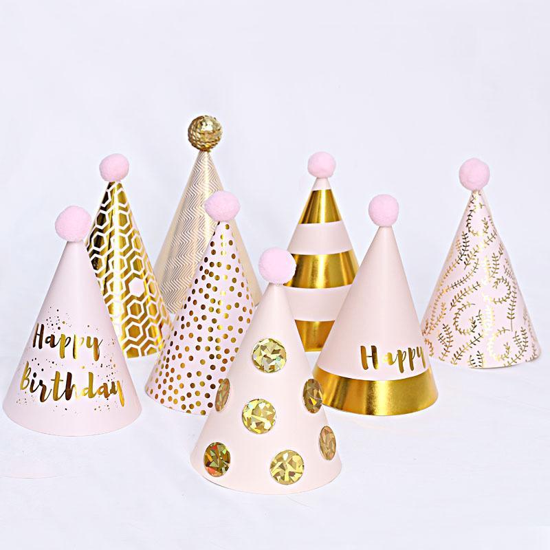 

1pcs Happy Birthday Party Hats Polka Dot DIY Cute Handmade Cap Crown Shower Baby Decoration Boy Girl Gifts Supplie1