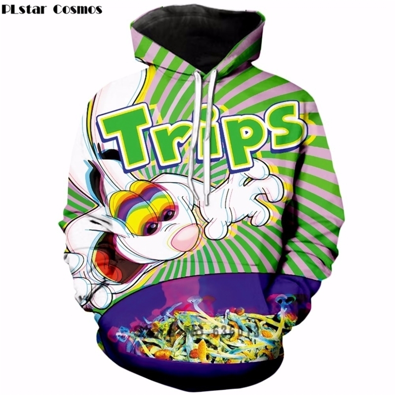

PLstar Cosmos Autumn New Fashion Womens/Mens hoodies trippy vibrant Trix Rabbit psychedelic 3d Print Hooded sweatshirt 201020, Color as the picture