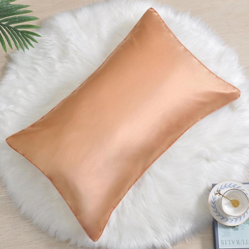 

1 Pair Silk Pillowcase with Hidden Zipper Pillow Case Queen King Free Shipping, Black
