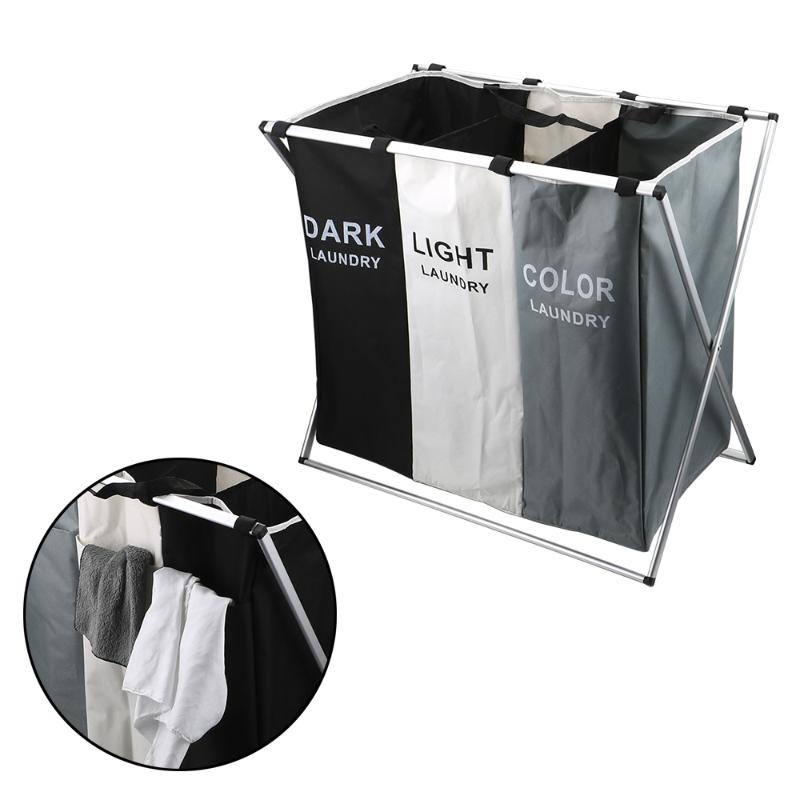 

Home Laundry Hamper Large Collapsible Two/Three Grid Sorter Laundry Basket Dirty Basket Organizer X-Shape Foldable