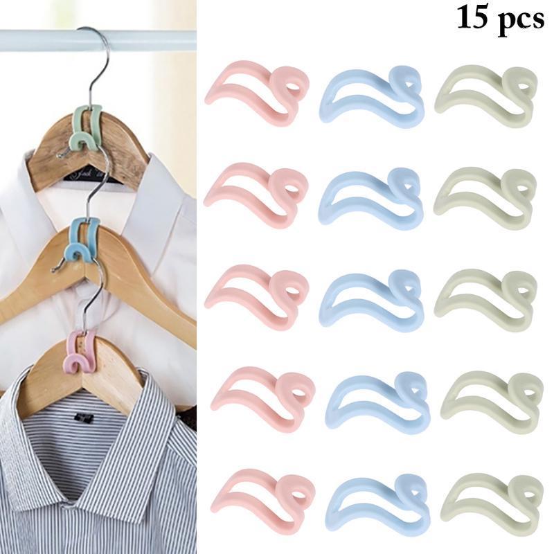 

15PCS Plastic Stable Hanger Rack Connector Cascading Clothing Hanger Hooks Space-Saving Stacked Clothes Hooks1