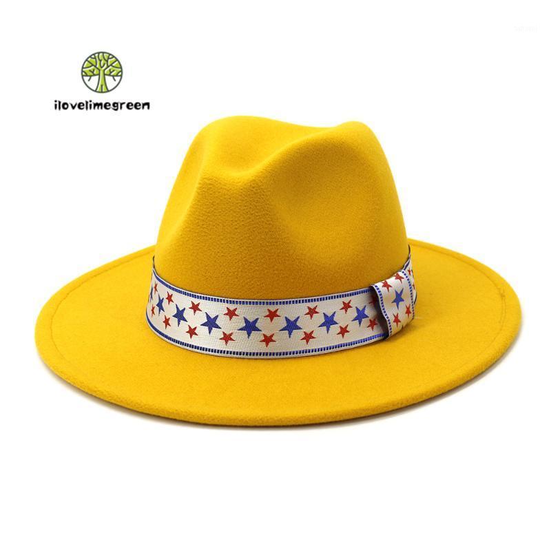 

New Men Women Best Price Hats Women Elegant Gentlemen Wollen Felt Fedora Hat Cotton Unisex White Black Yellow Red Green1