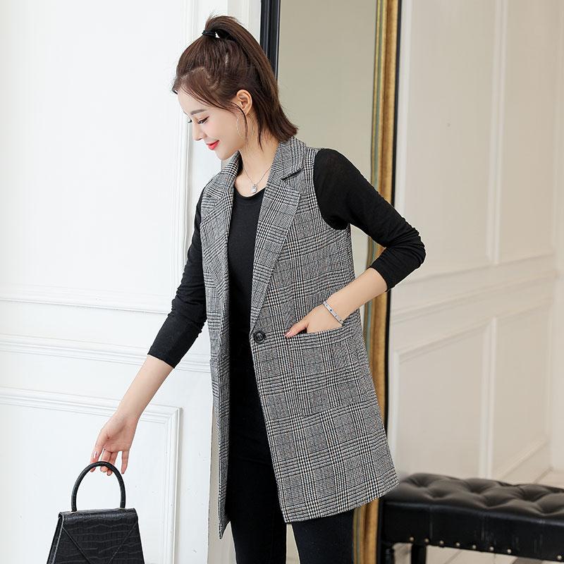 

Big Size XXXL Long Blazer Women Plaid Double Breasted Pockets Womens Blazers Office Ladies Harajuku Korean Fashion Clothing, Red blue plaid