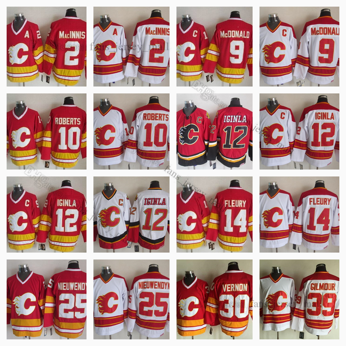

Vintage CCM Buffalo Sabres Ice Hockey Jerseys 2 Al Macinnis 9 Lanny McDonald 10 Gary Roberts 12 Jarome Iginla 14 Theoren Fleury 25 Joe Nieuwendyk 30 Mike Vernon, Same as picture