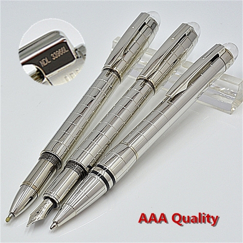 

Luxury Classic Silver Gird Crystal Star Top Fountain Pen Hot Sell Stationery School Office Supplies Write Roller Ball Ballpoint Gift Pens Wi