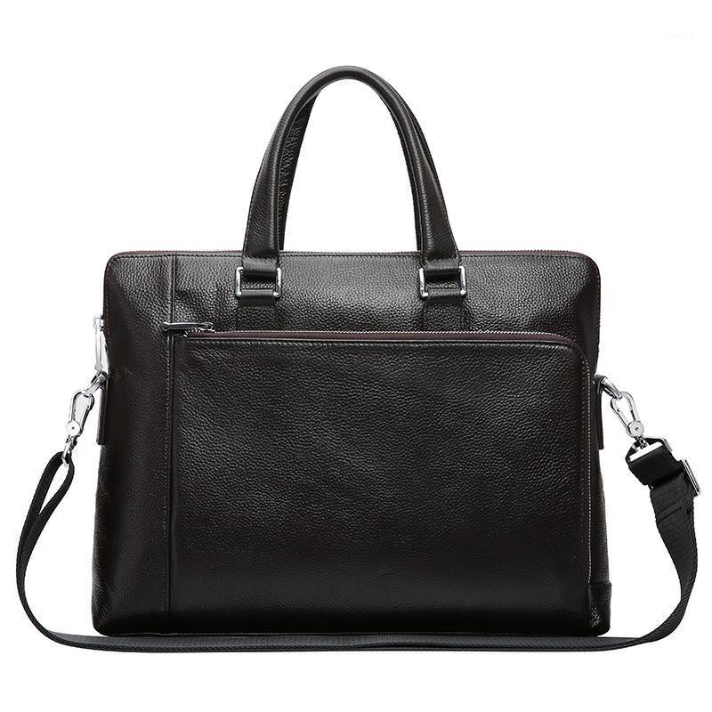 

Nesitu A4 Black Coffee 100% Genuine Leather 14'' Laptop Office Men Briefcase Handbag Business Messenger Bag Portfolio M23361