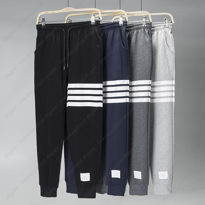

2022 Fashion Brand Cotton Trousers Tb.thom Tom Autumn Men's Pants Guard Four Bar Casual Waffle Sweat 3arz, Black