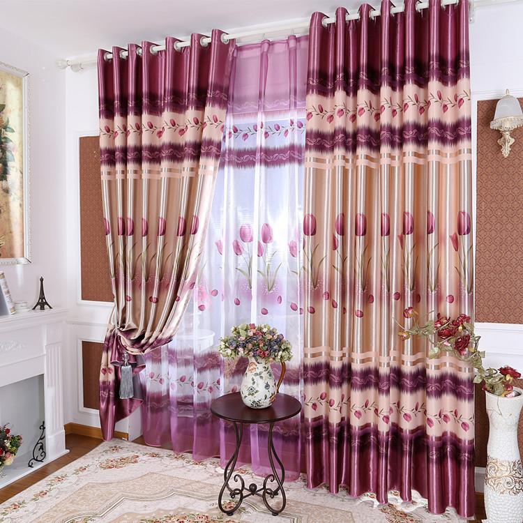 

American Printing Shading Curtains for Living Dining Room Bedroom, Tulle