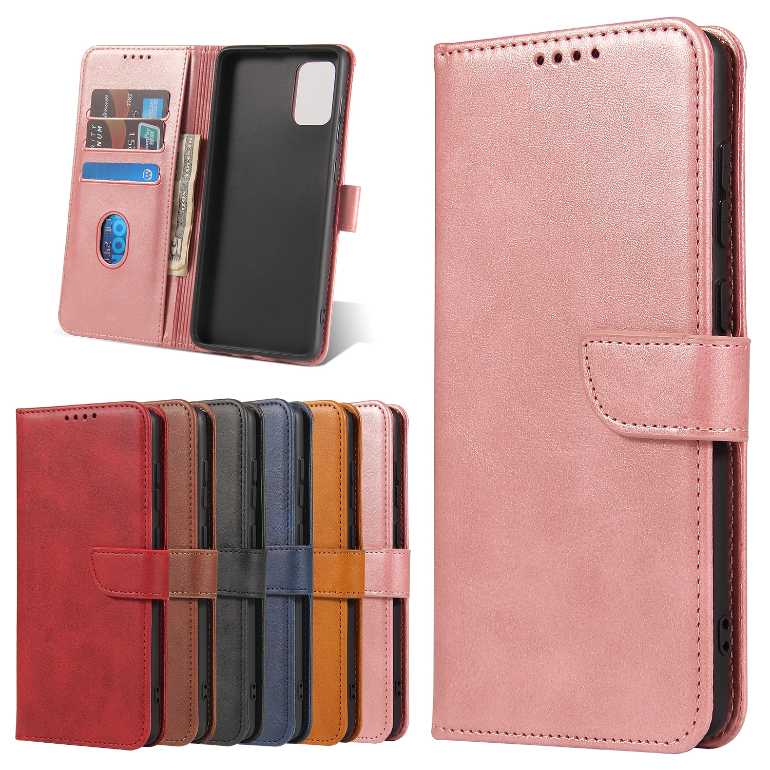 

For Samsung Note 20/Note 10/Note 9/Note 8 ,Galaxy S20/ S10/ S9/ S8/ S7/S6 mobile phone protective holster flip phone case, Pink