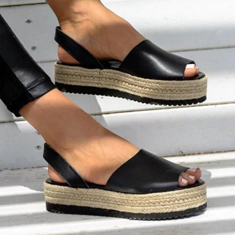 

Platform Sandals Women's Shoes Ladies Summer Sandals Woven Shoes Thick-Bottom Sandalias Wedge Heels Roman Fashion Mujer, Pink