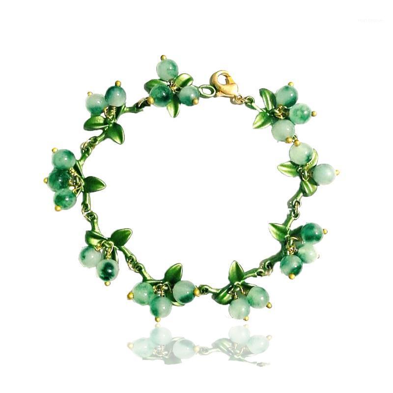 

CSxjd 2020 New vintage Bracelet Jewelry green stone Paint metal chain Elegant fashion Women Bracelet Jewelry1