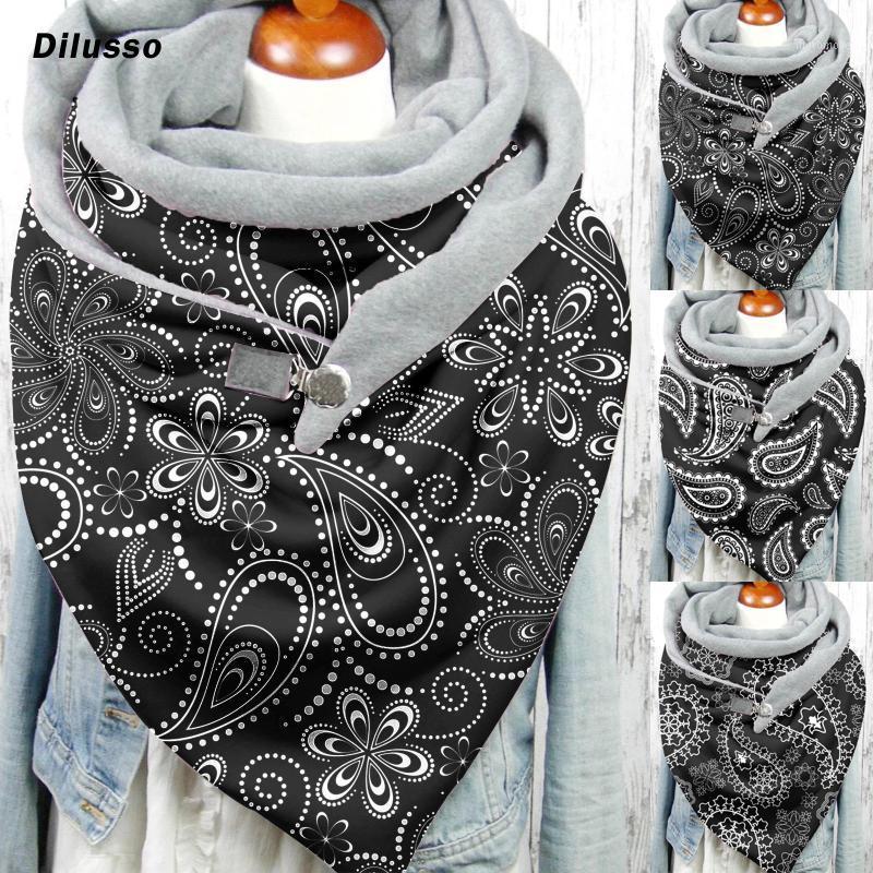 

Women Casual Printing Scarf Fashion Retro Multi-purpose Shawl Button Scarf 2020 Women Winter Retro Designer Wraps Bufanda1