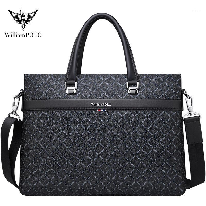 

WILLIAMPOLO Briefcase men's handbags business casual shoulder messenger bags computer bags pl2030601, Black grid