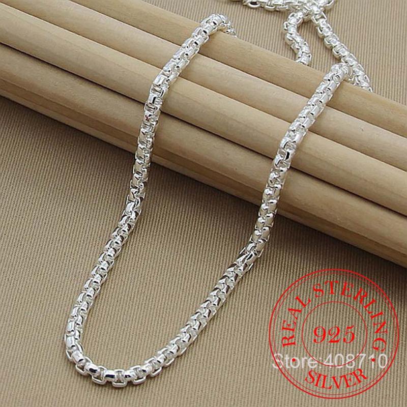 

925 Sterling Silver 5mm Round Box Chain Necklace For Fashion Women Men Jewelry 20 Inches Chain Necklace Christmas Gift
