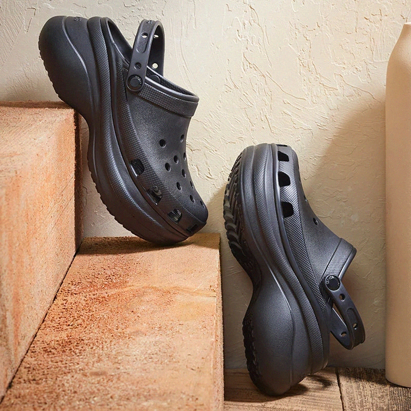 

2021 Trend Summer Shoes Womens Platform Garden Shoes Sandals Clogs for Women Increase Outdoor Croks Beach Slippers Tongs #1P0b, Black