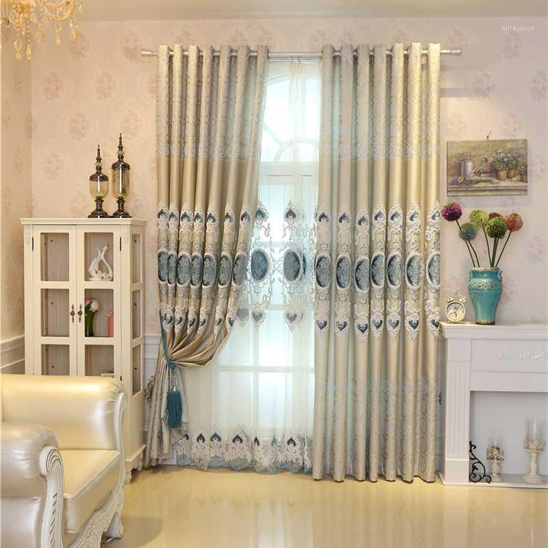 

European and American custom luxury embroidered blackout curtains with classic craftsmanship high quality for bedroom curtains1, Tulle