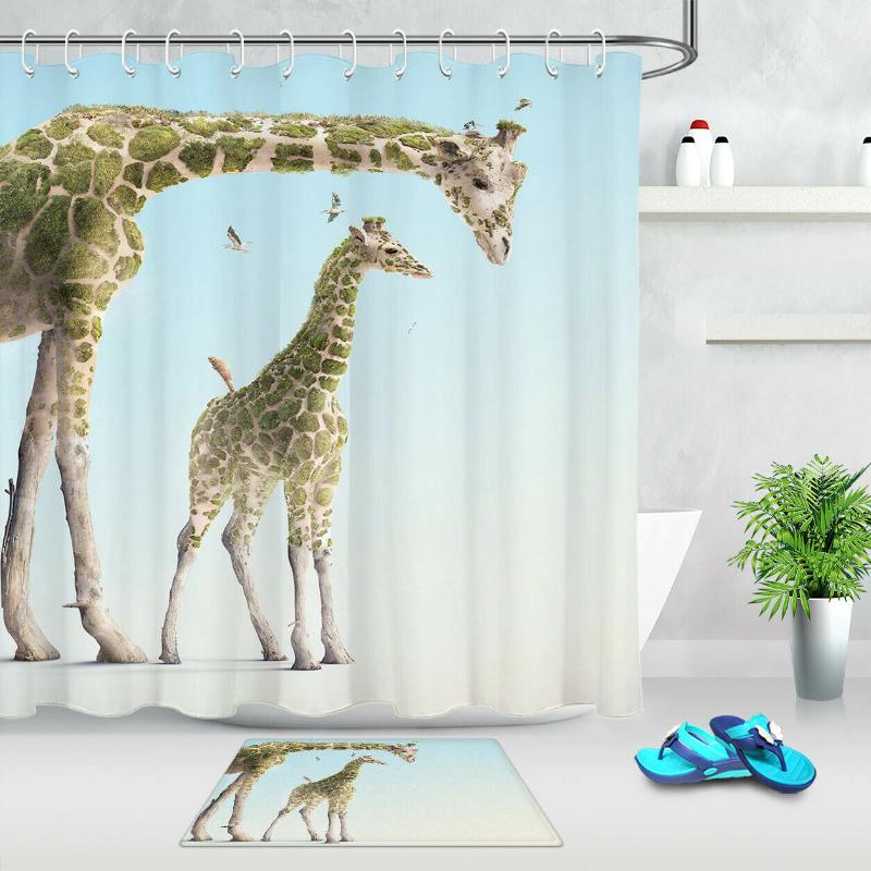 

Wild Animals Giraffe Waterproof Fabric Shower Curtain Bathroom Accessory Sets
