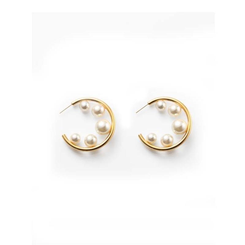 

Hoop & Huggie 45mm Korean Fashion Delicate Small Big Pearl Earrings For Women Girls Jewelry Pendientes Brincos Party Wholesale