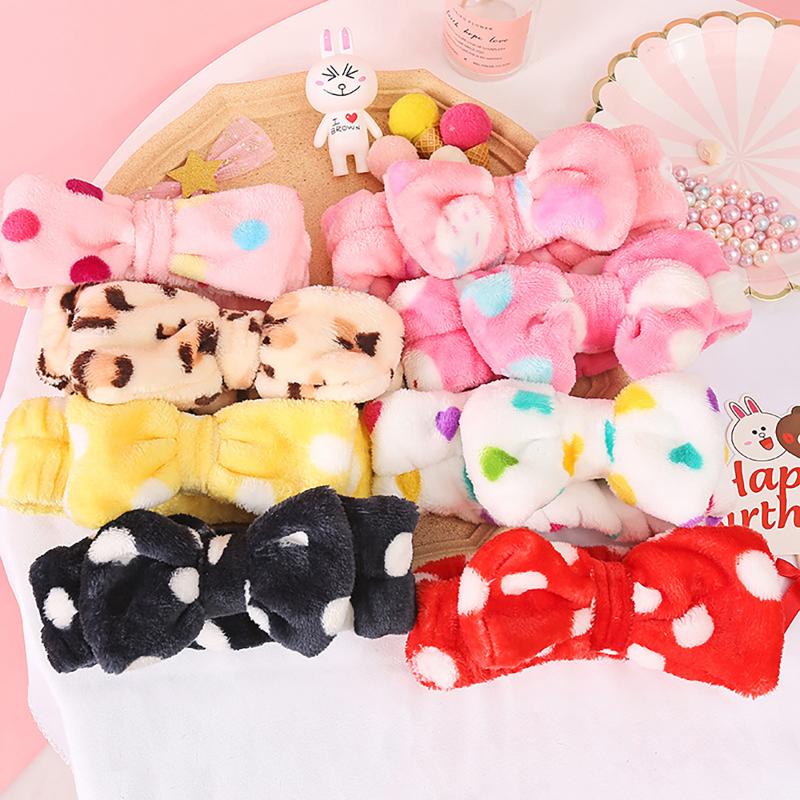 

Butterfly End Hair Band Fashion Cosmetic Headbands Soft Bowknot Flannel Hair Wash Makeup Available Band Spa Makeup Tools