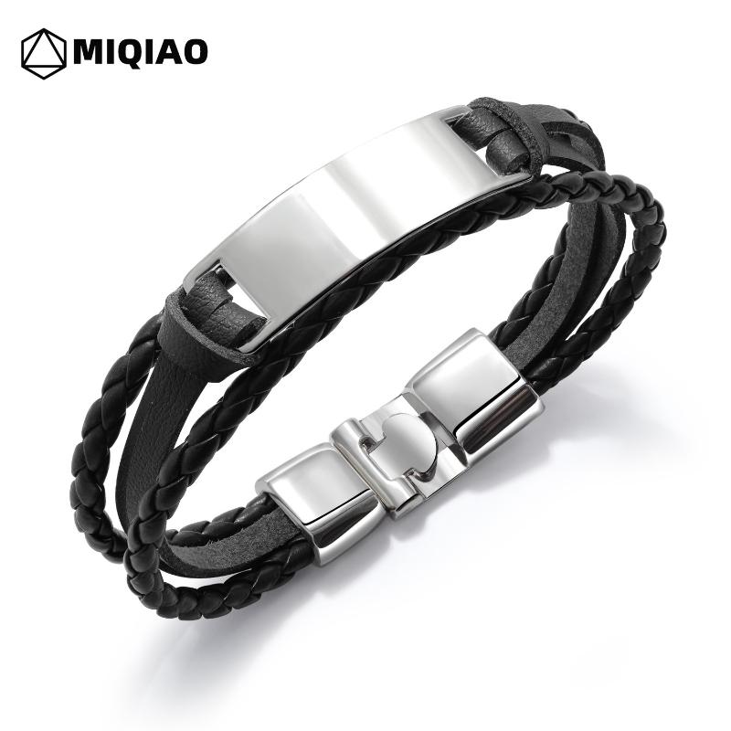 

MIQIAO Leather Bracelets Men Zinc Alloy Multilayer Braided Rope Bracelets for Male Jewelry Vintage Punk W522