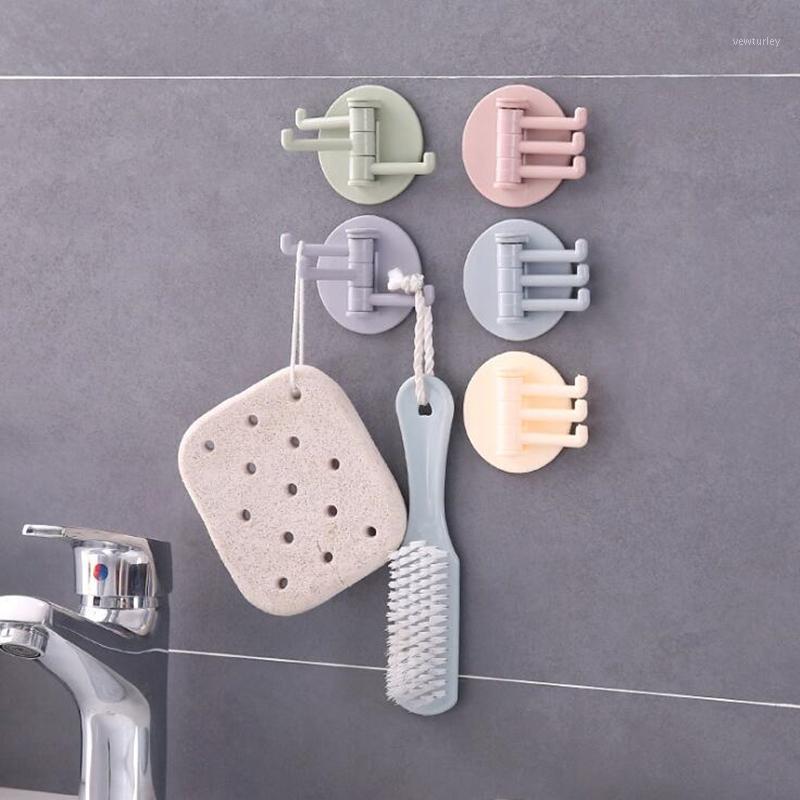 

FEIGOLO High Quality 3 Hooks Wall Hanging Hook Strong Kitchen Bathroom Non-marking Adhesive Wall Hanging Rotatable Hook FNS601