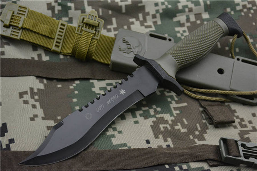 

Military Combat Straight Knife 440 Steel Blade Rescue Utility Outdoor Knives Defense Field Junle Survival Tactical Sports Tool Gear Rambo EX