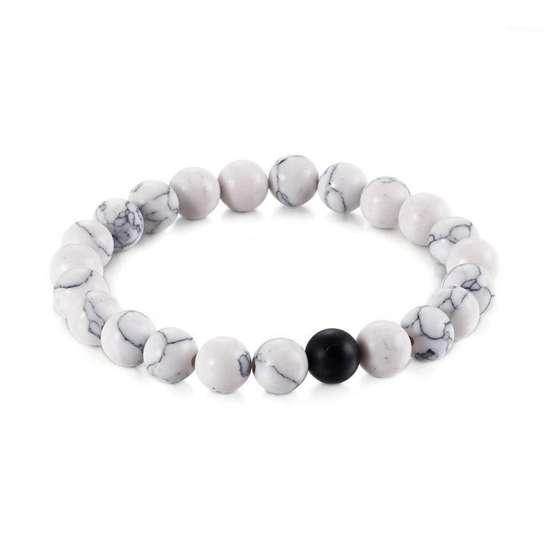 

Fashion Beaded Bracelets Elastic White Black Beads Bracelets Jewelry For Men Women1