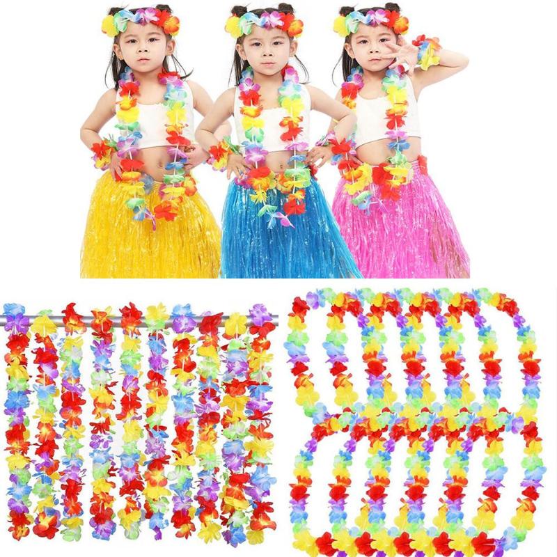 

12/24/36Pcs Colorful Hawaiian Leis Flowers Garland Artificial Necklace Bracelet Beach Party Dress DIY Decoration, 12pcs