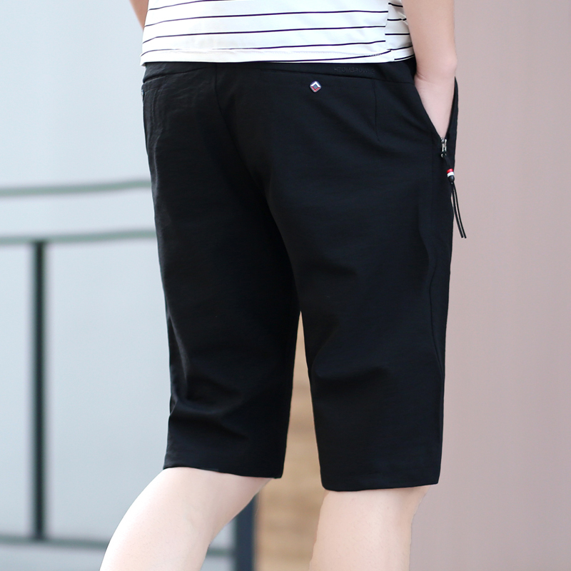 

2021 New Shorts Men Short Summer 3 Colors at Height of the Quality Elastic Knee Beam Pants Plus Size 175 ZSAN, Black