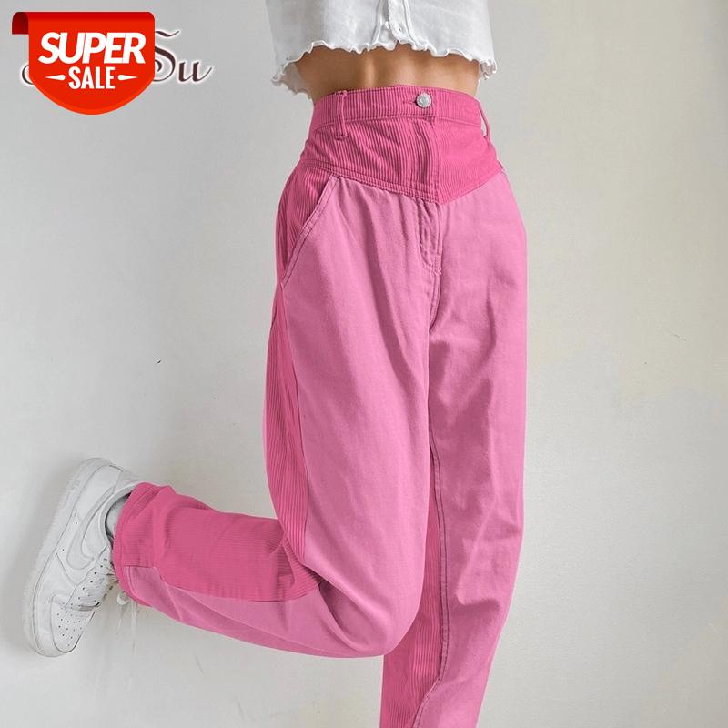 

ArtSu Patchwork Brown Corduroy Y2K Pants For Women Vintage Retro Streetwear Sweatpants Harajuku High Waisted Baggy Pants PA52430 #PO3w, Black;white